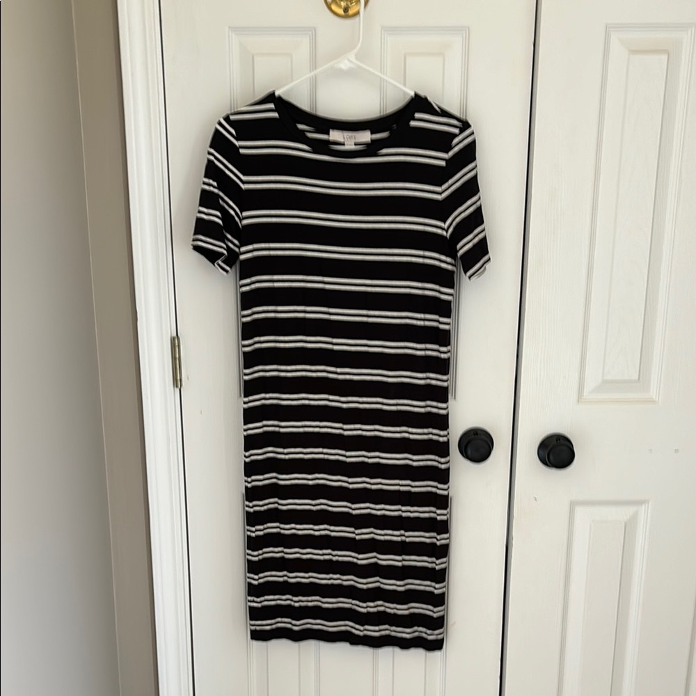 Loft Black and White Striped T/ Shirt Dress